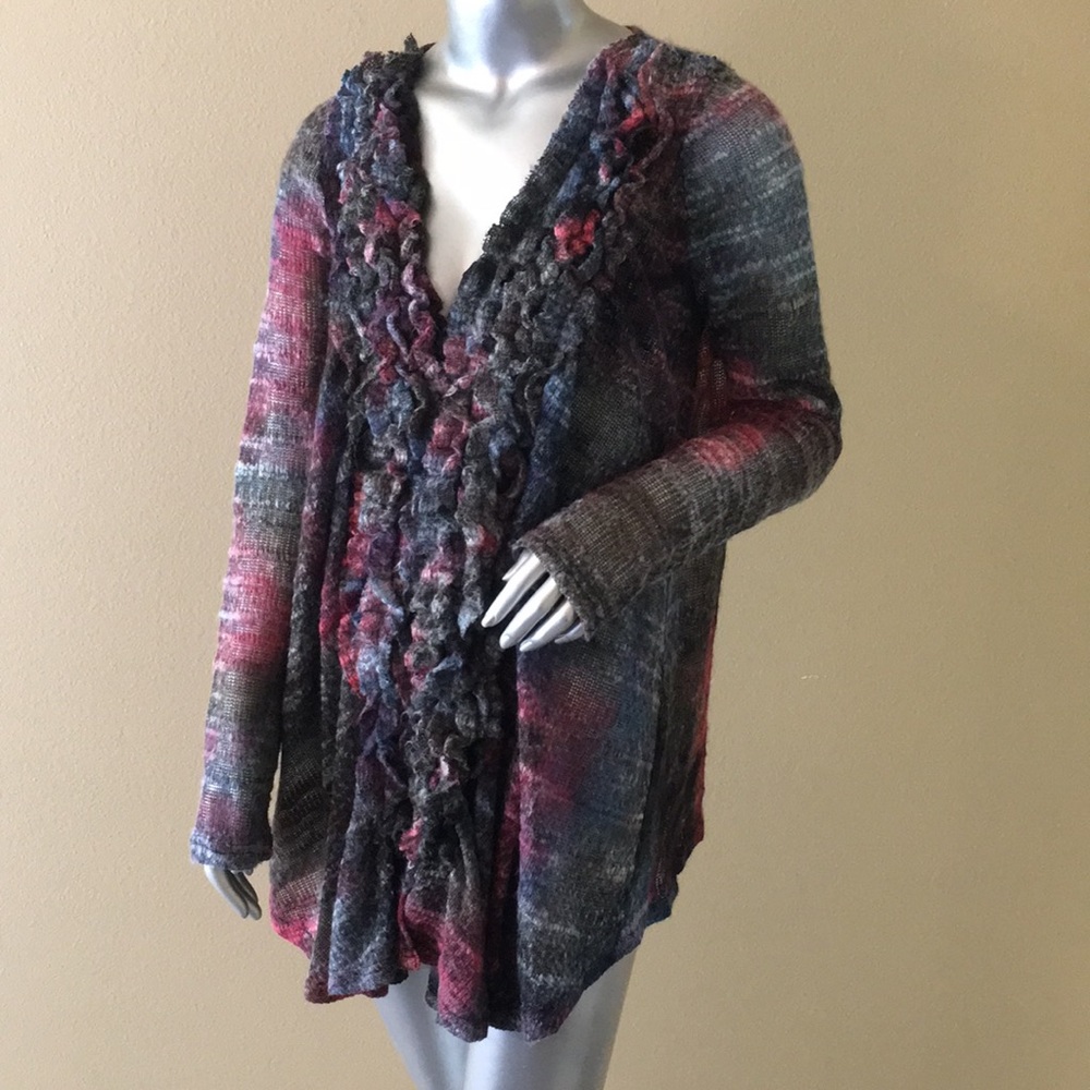 C. Oliver Ruffle Cardigan Sweater - Picture 7 of 11
